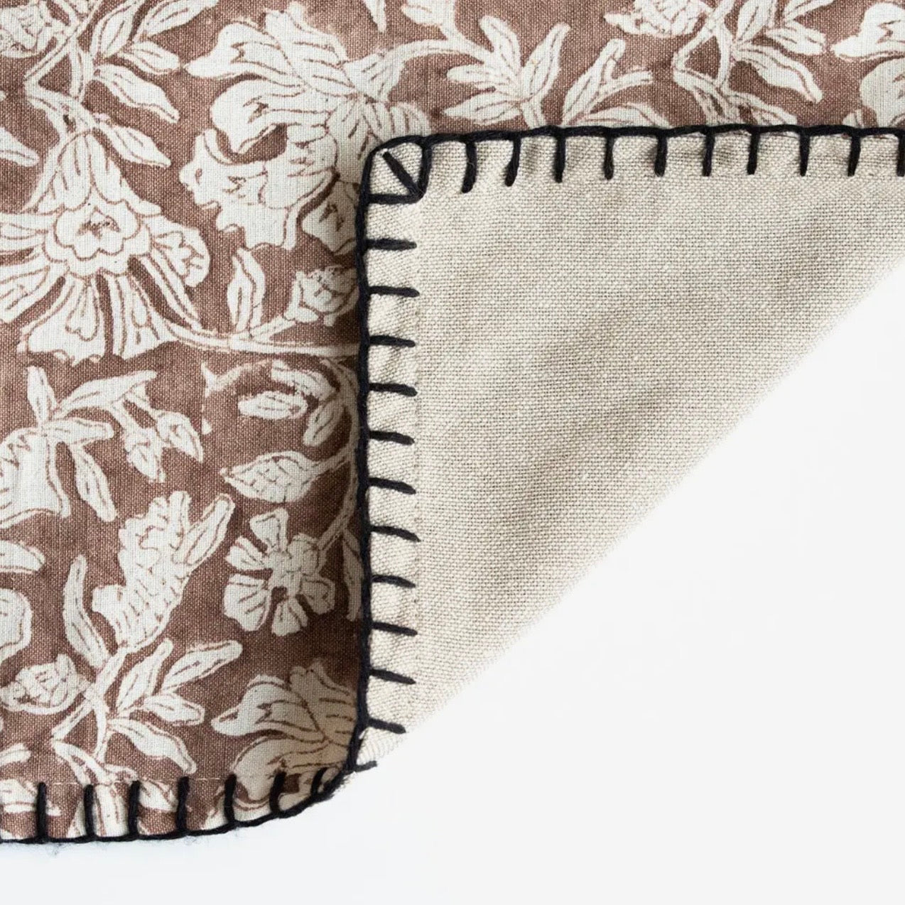 White & Brown Floral Cushion Cover