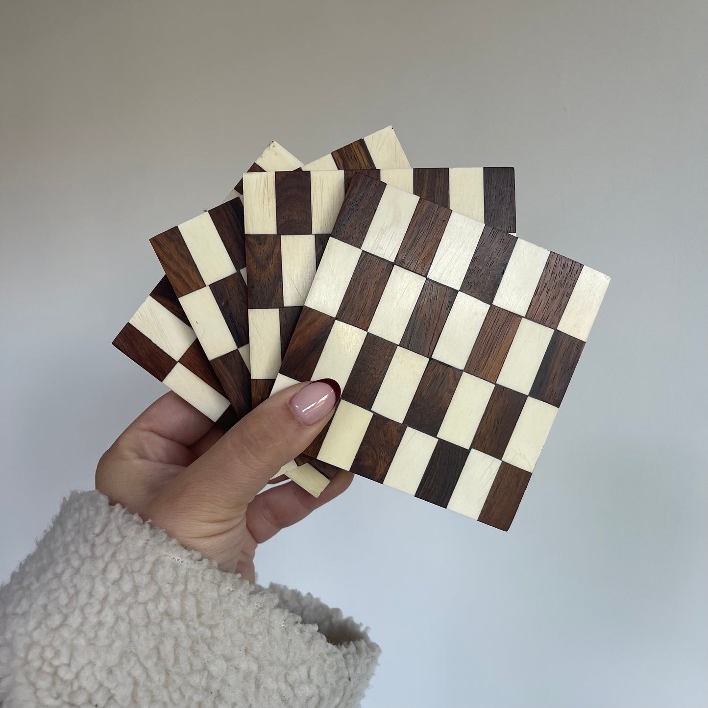 Cream & Brown Wood Coasters