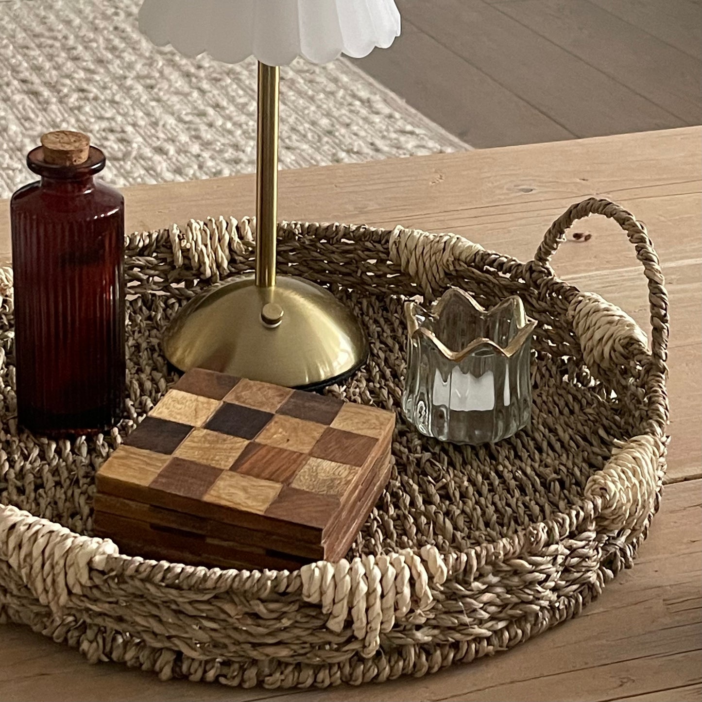 Glass Tealight Holder With Gold Rim