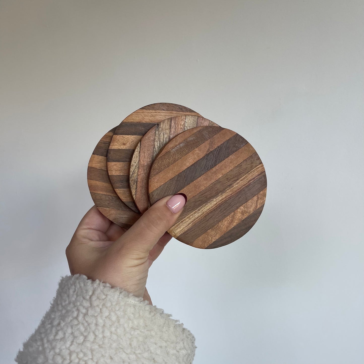Round Wood Stripe Coasters