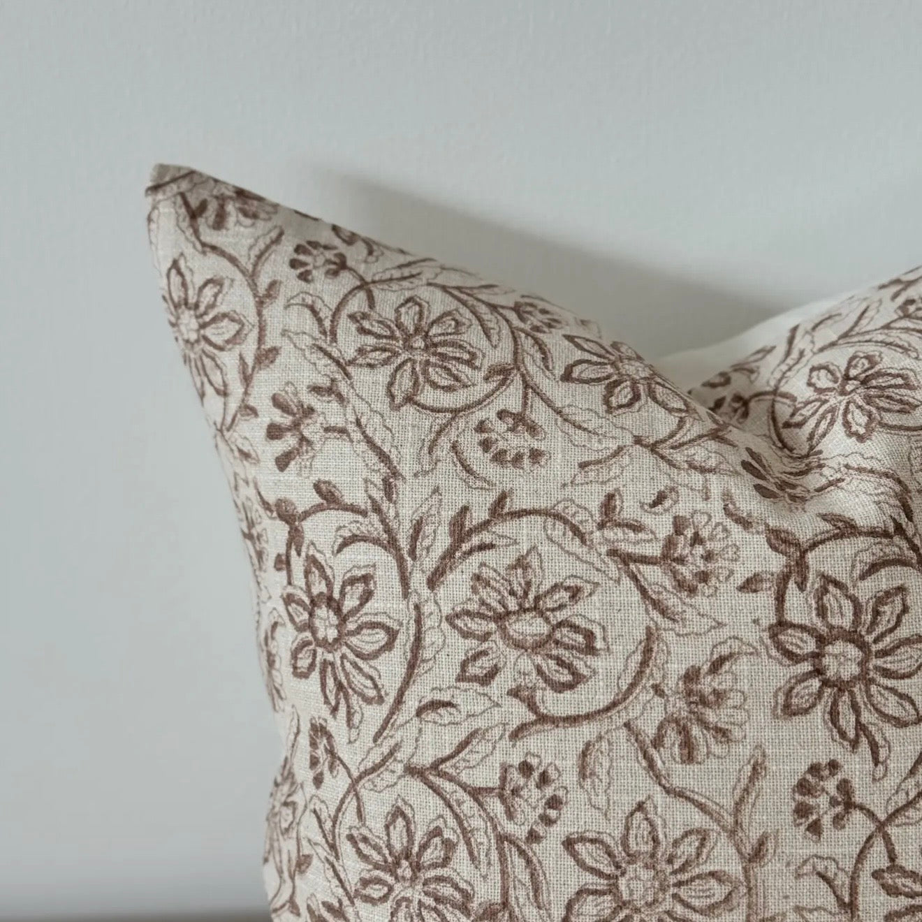 Brown Floral Cushion Cover