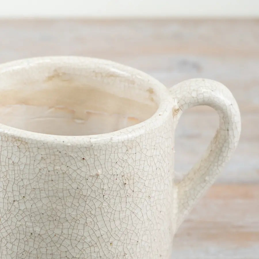 Medium Crackle Glazed White Jug