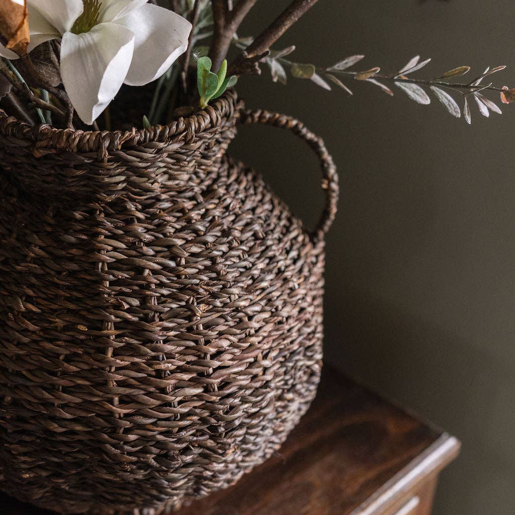 Round Brown Seagrass Vase