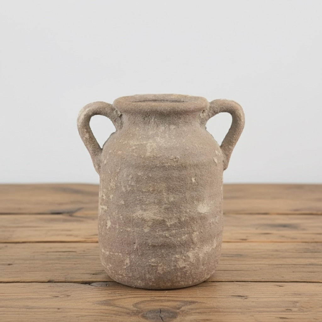 Brown Rustic Vase With Handles