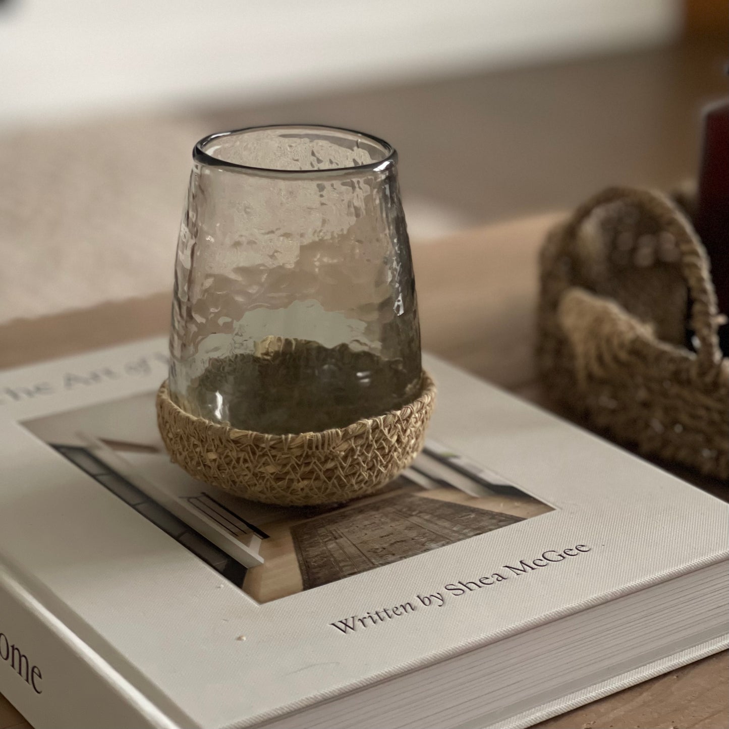 Glass Tealight Holder In Jute Basket