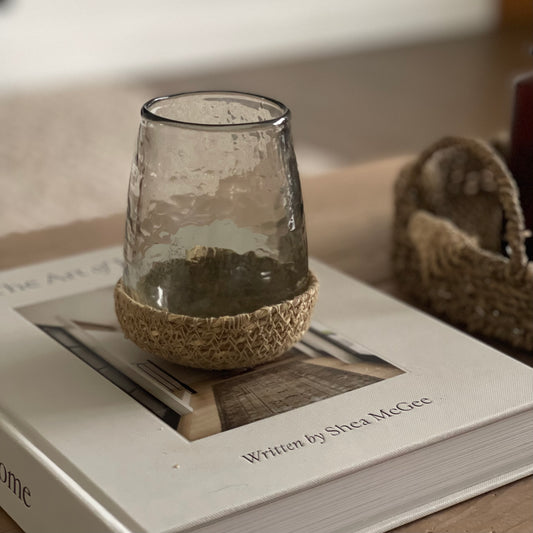 Glass Tealight Holder In Jute Basket