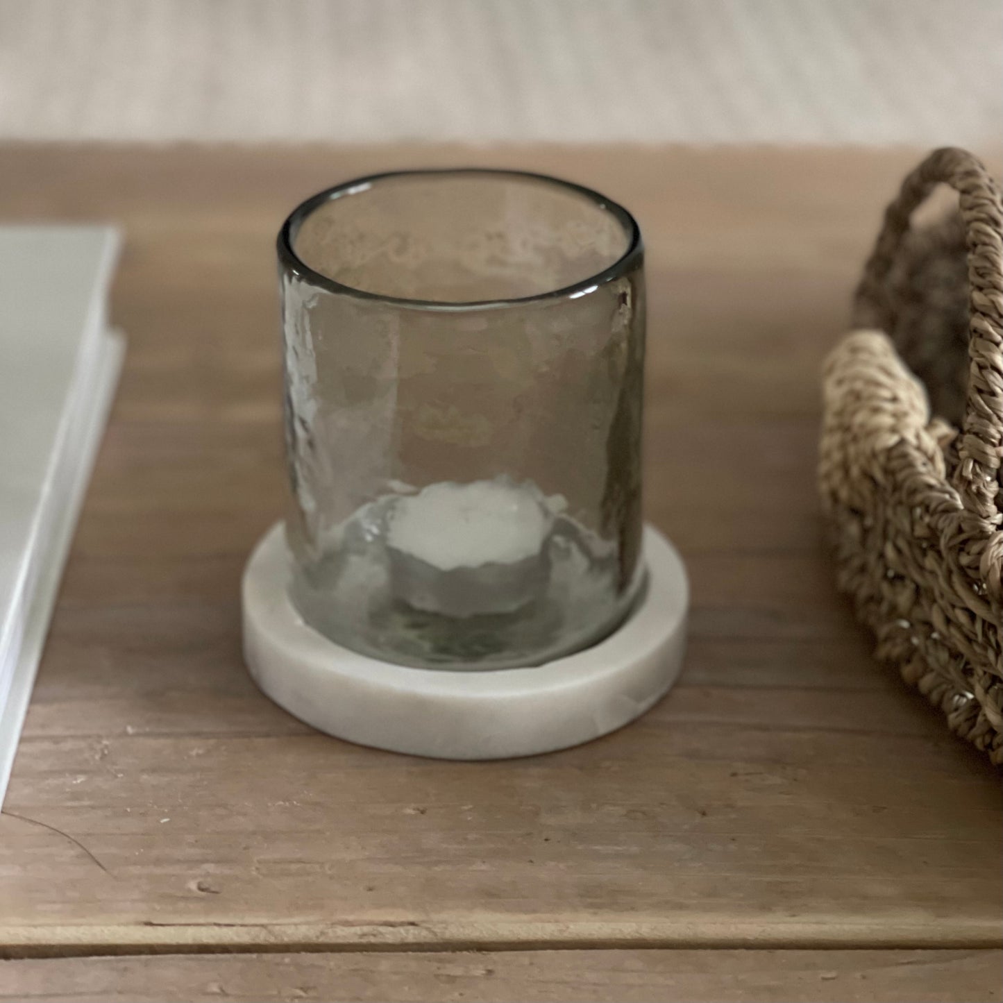 Glass Tealight Holder With Marble Base