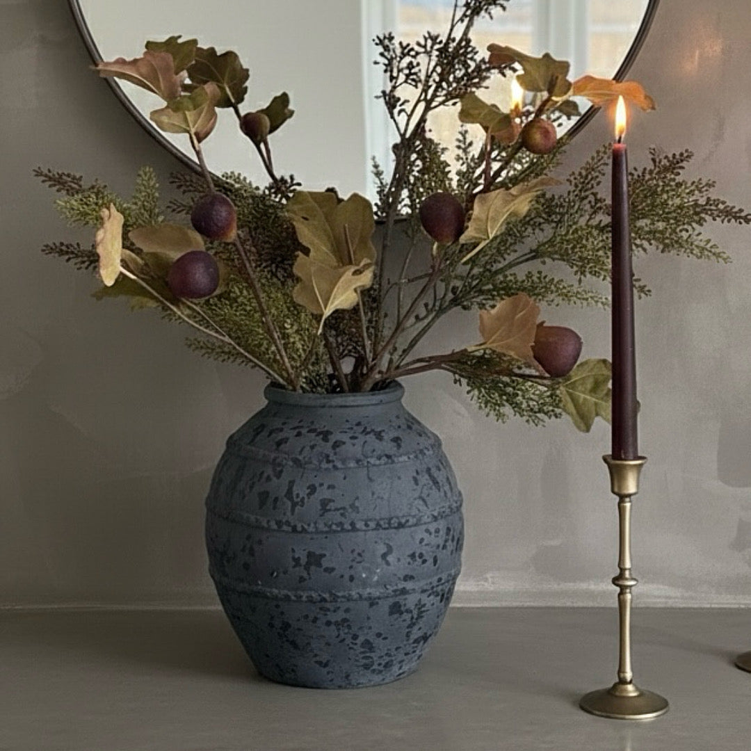 Black Textured Stripe Vase