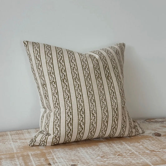 Olive Stripe Cushion Cover