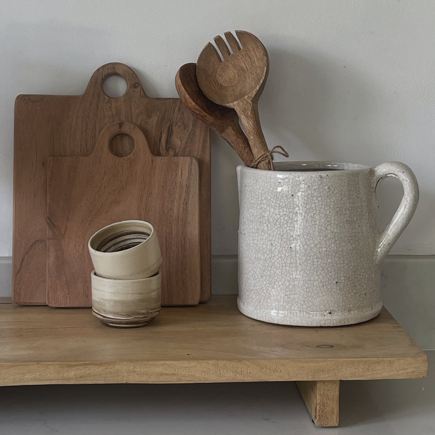 Medium Crackle Glazed White Jug