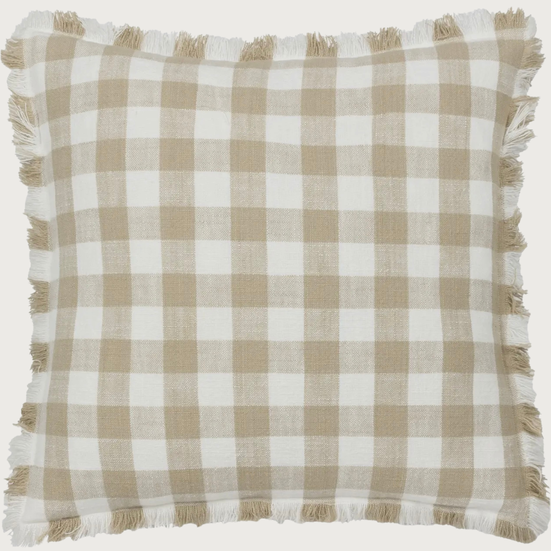 Gingham Fringed Cushion Cover