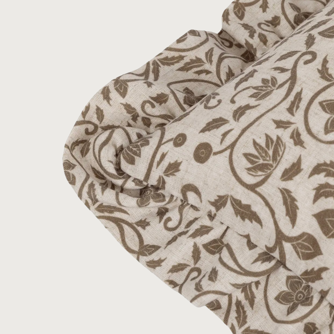 Linen Printed Ruffle Cushion Cover