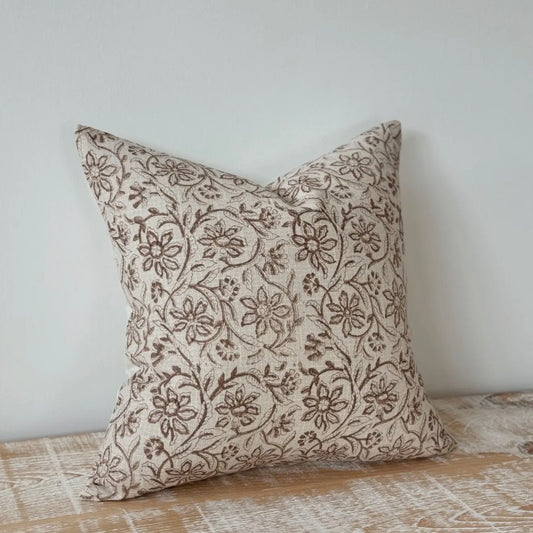 Brown Floral Cushion Cover