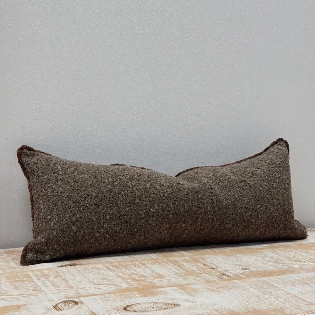 Brown Boucle Bolster Cushion Cover