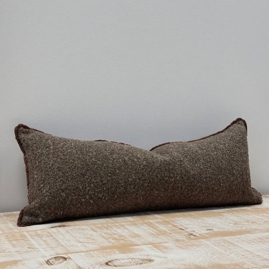 Brown Boucle Bolster Cushion Cover
