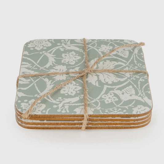 Sage Green Floral Coasters