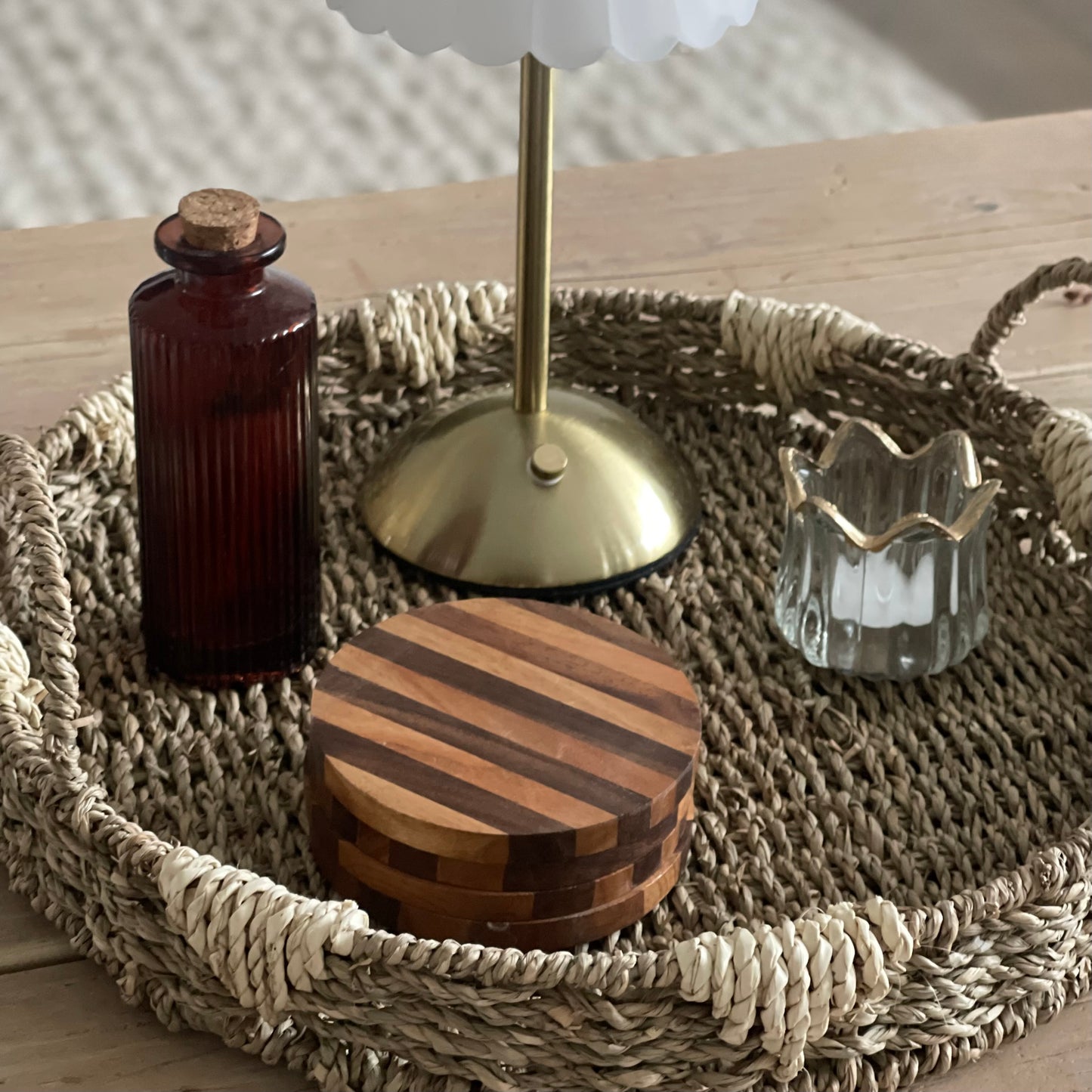 Round Wood Stripe Coasters