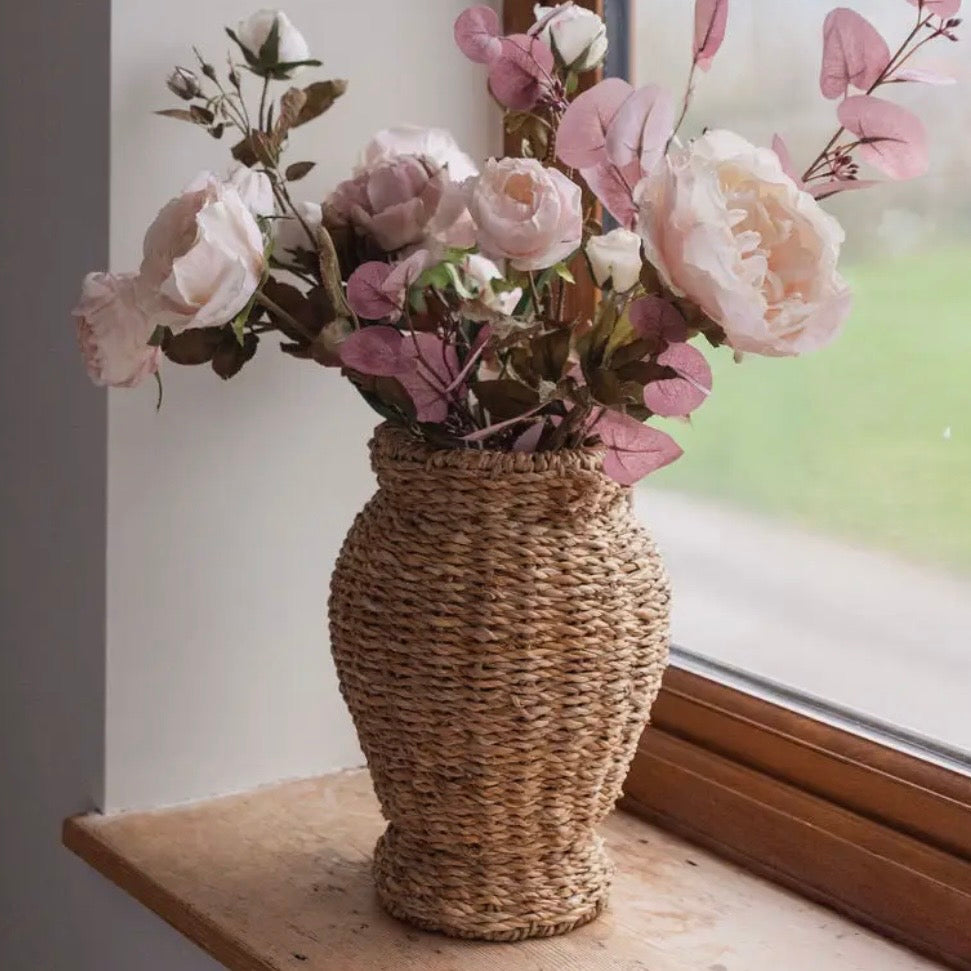 Tall Neutral Seagrass Vase