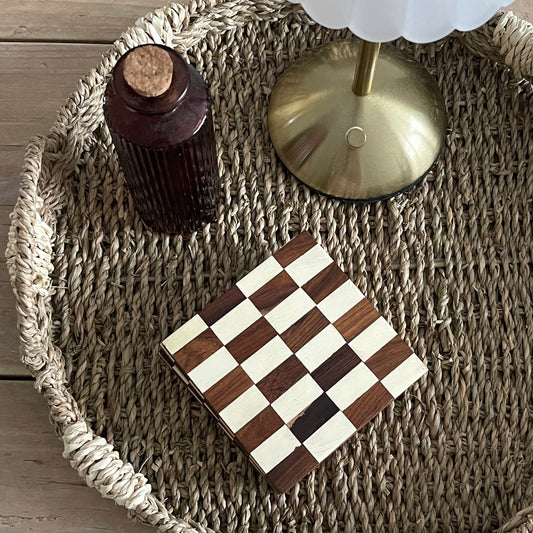 Cream & Brown Wood Coasters