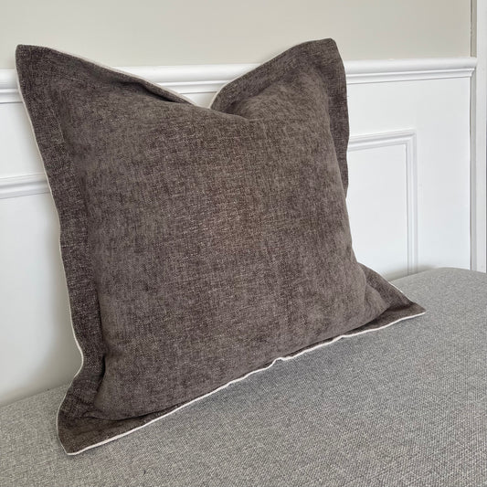 Brown Chenille Cushion Cover