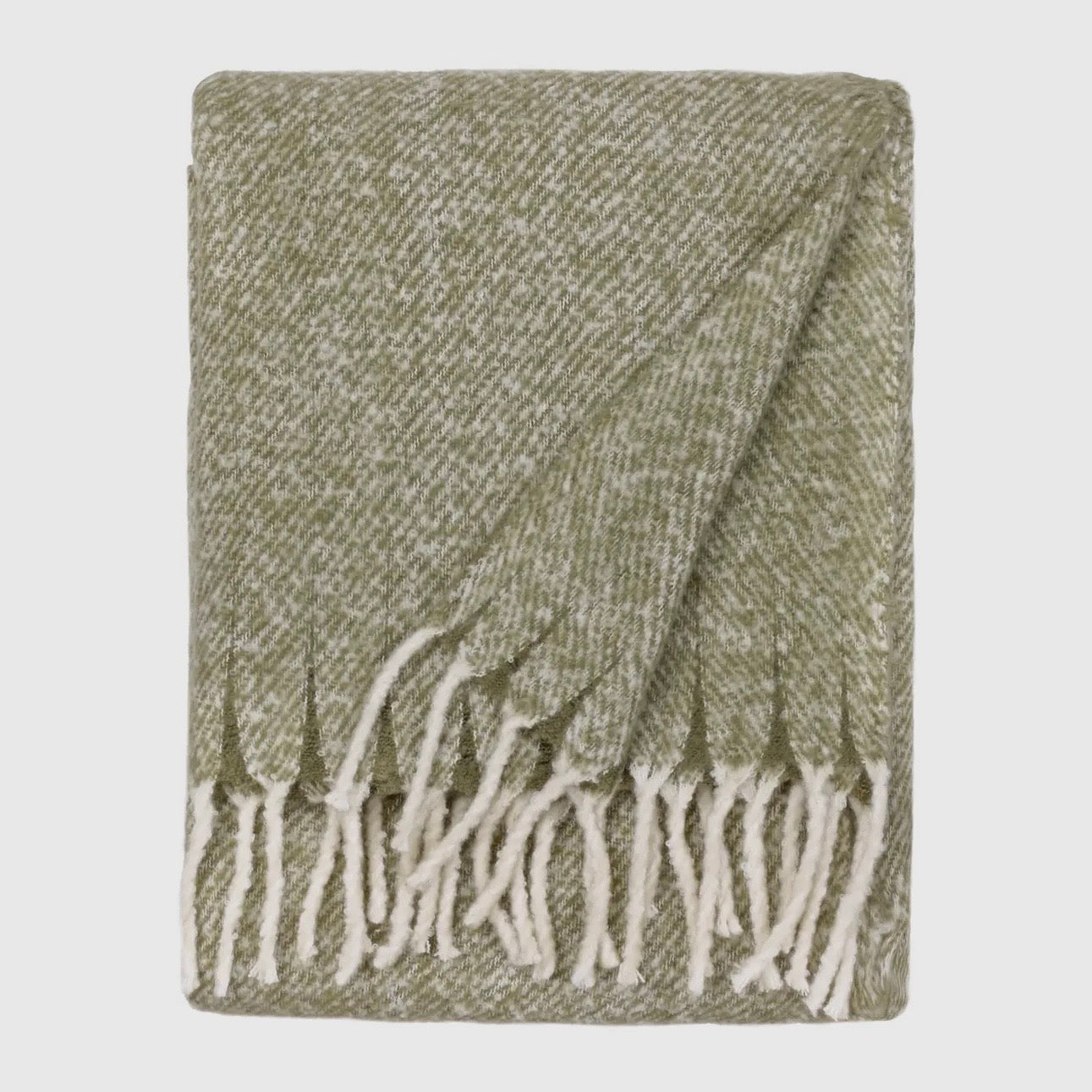Woven Tasselled Throw - Green