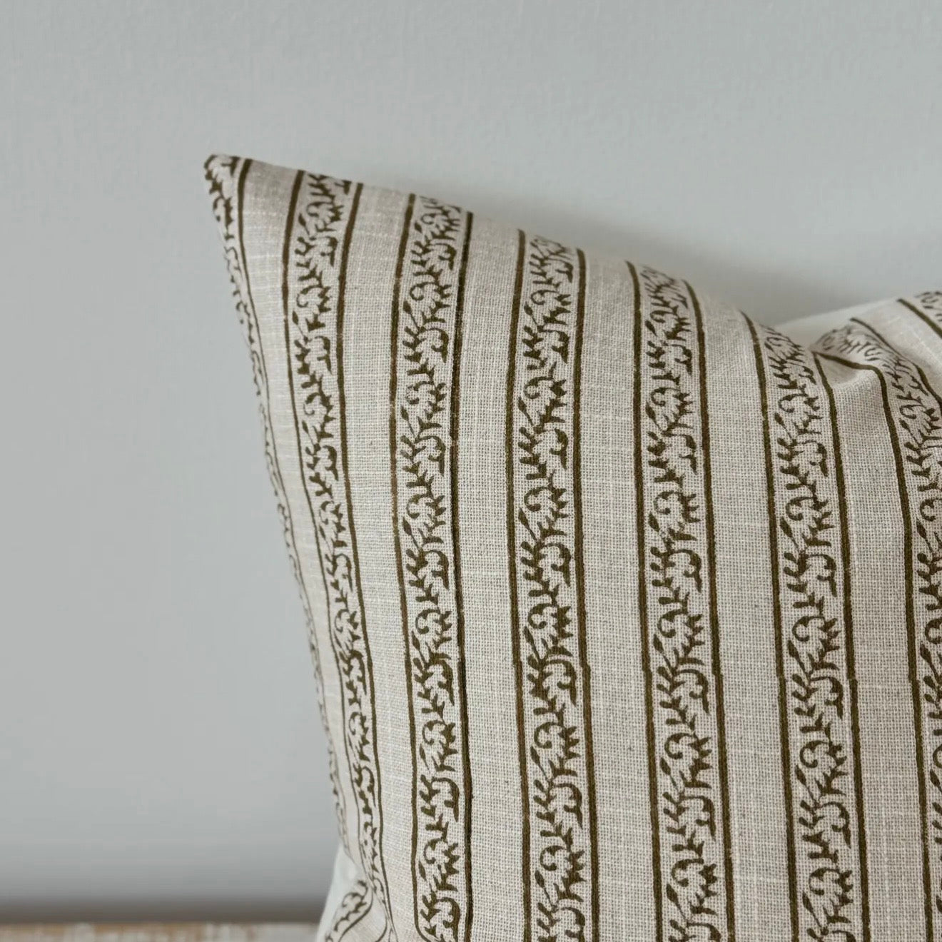 Olive Stripe Cushion Cover