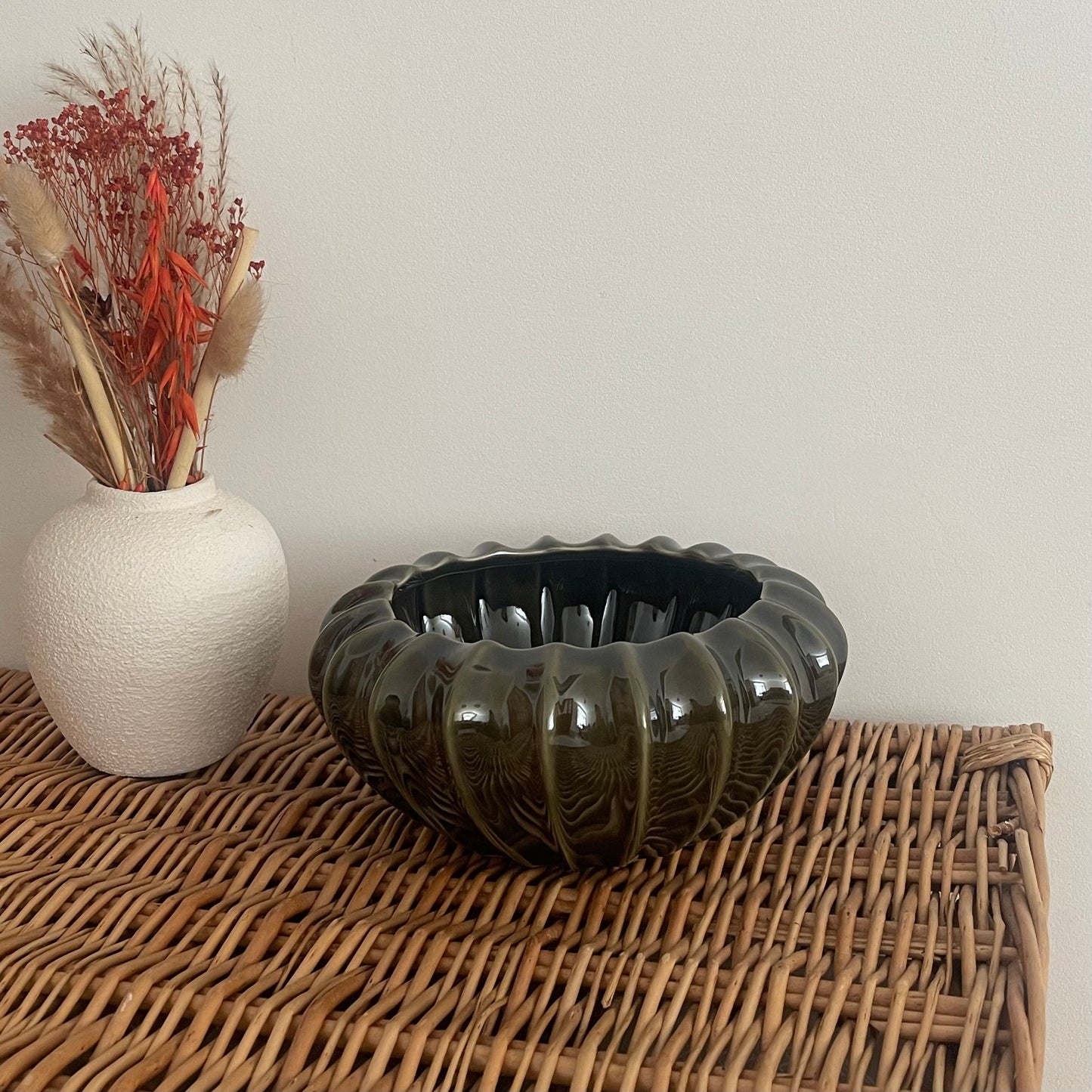Green Ribbed Bowl