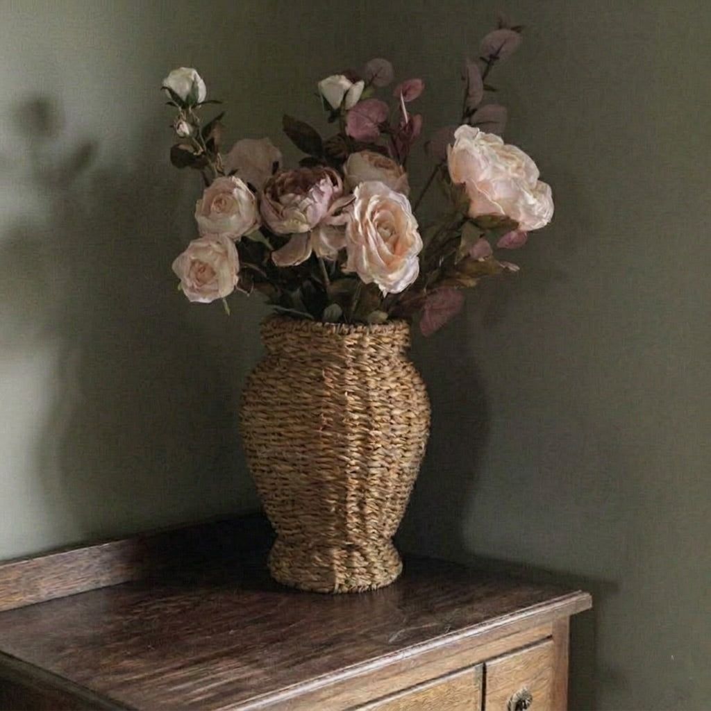 Tall Neutral Seagrass Vase