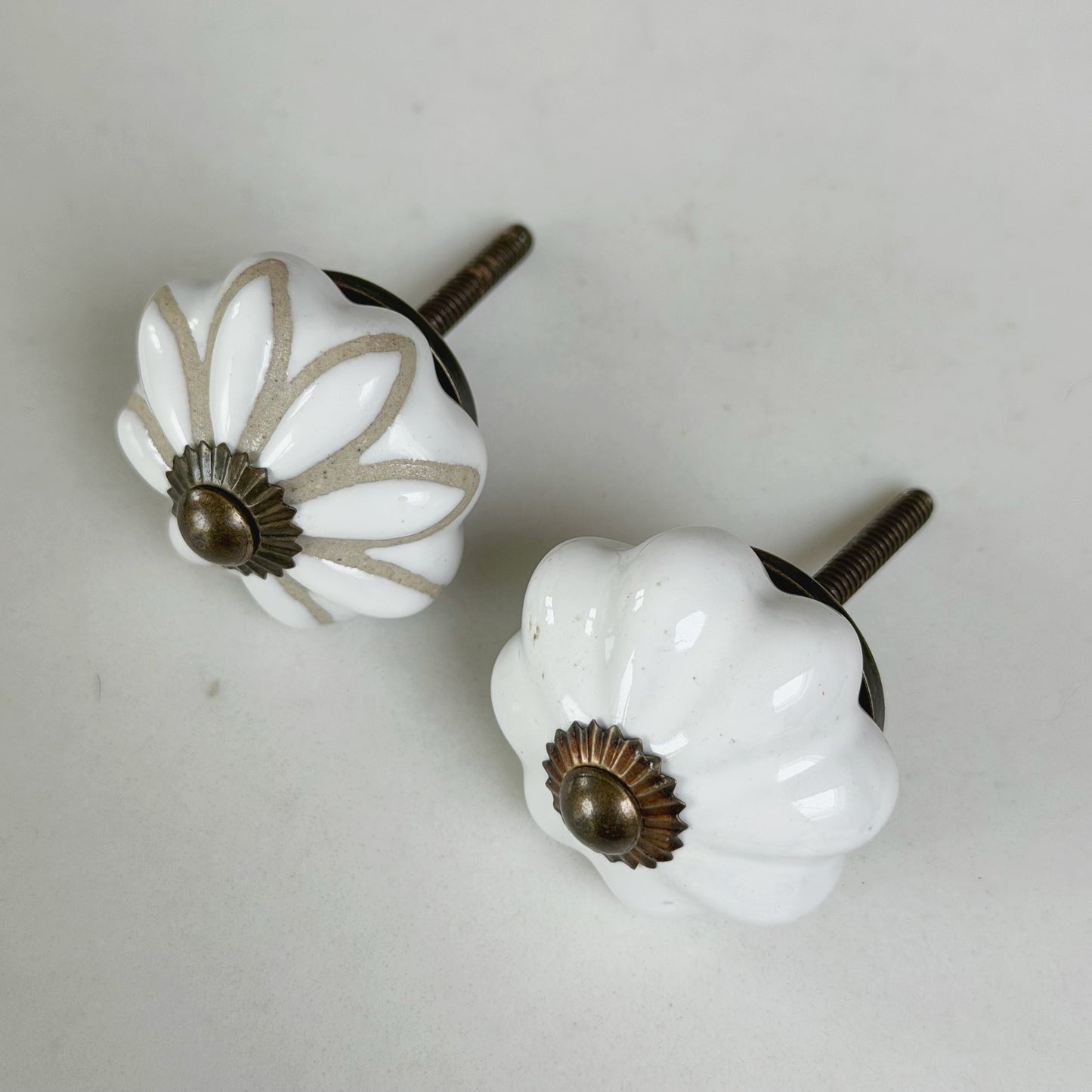 Ceramic White Flower Drawer Pull