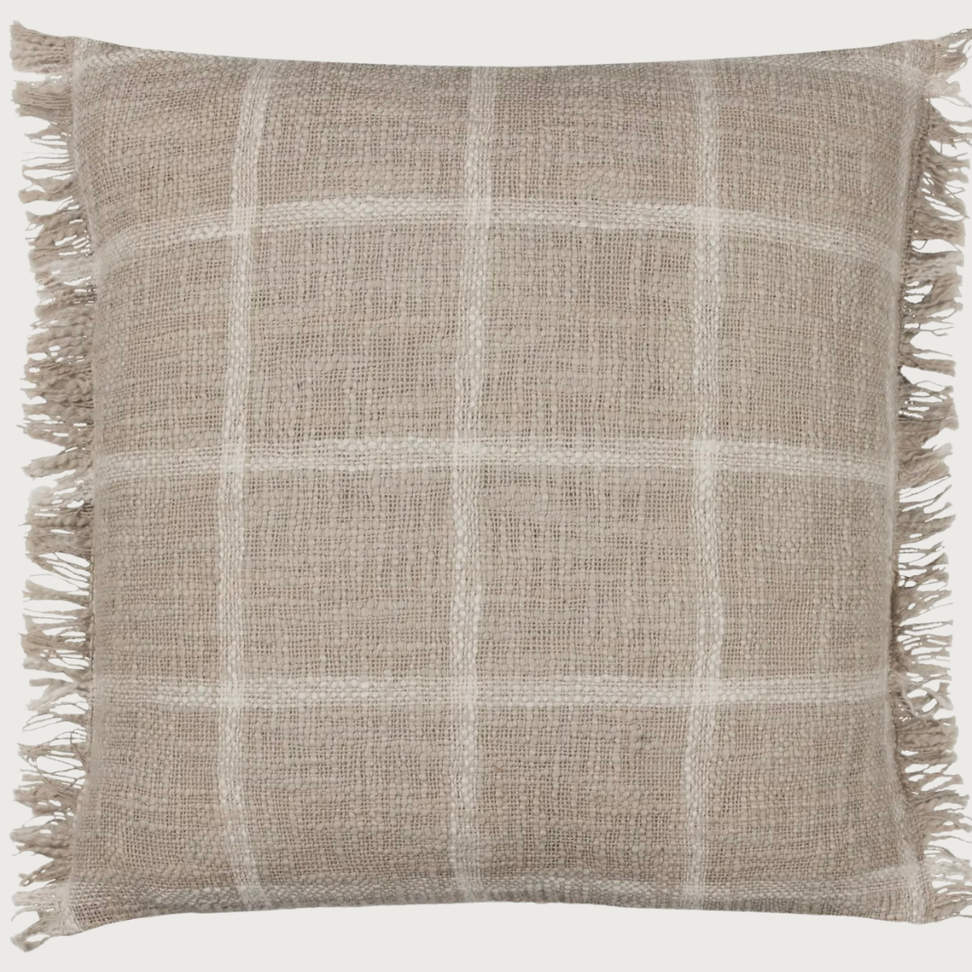 Check Fringed Cushion Cover