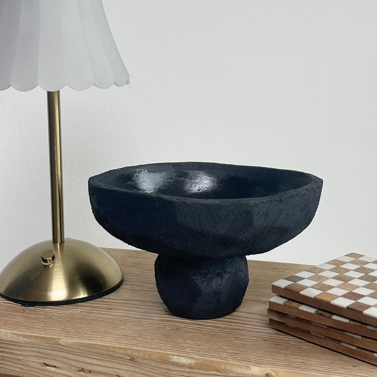Black Ceramic Pedestal Bowl