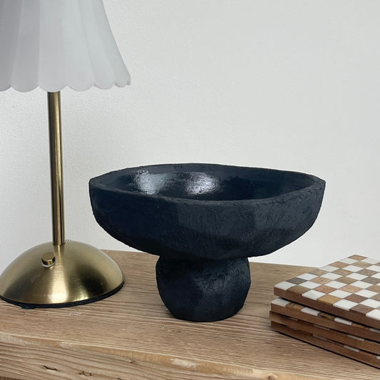 Black Ceramic Pedestal Bowl
