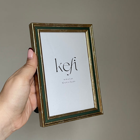 Gold Photo Frame with Emerald Trim