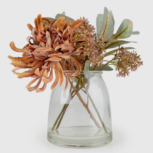 Autumnal Florals In Glass Vase