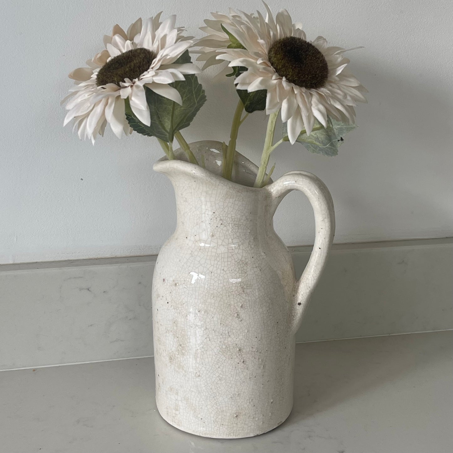 Small Crackle Glazed White Jug