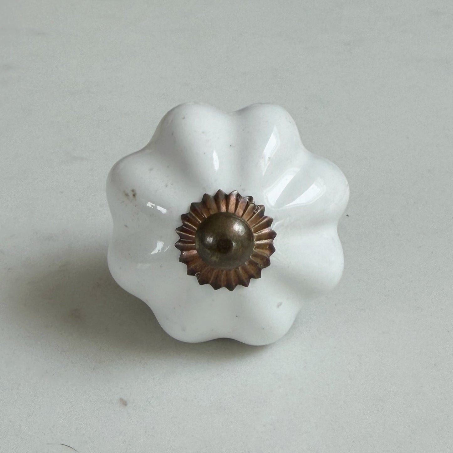 Ceramic White Flower Drawer Pull