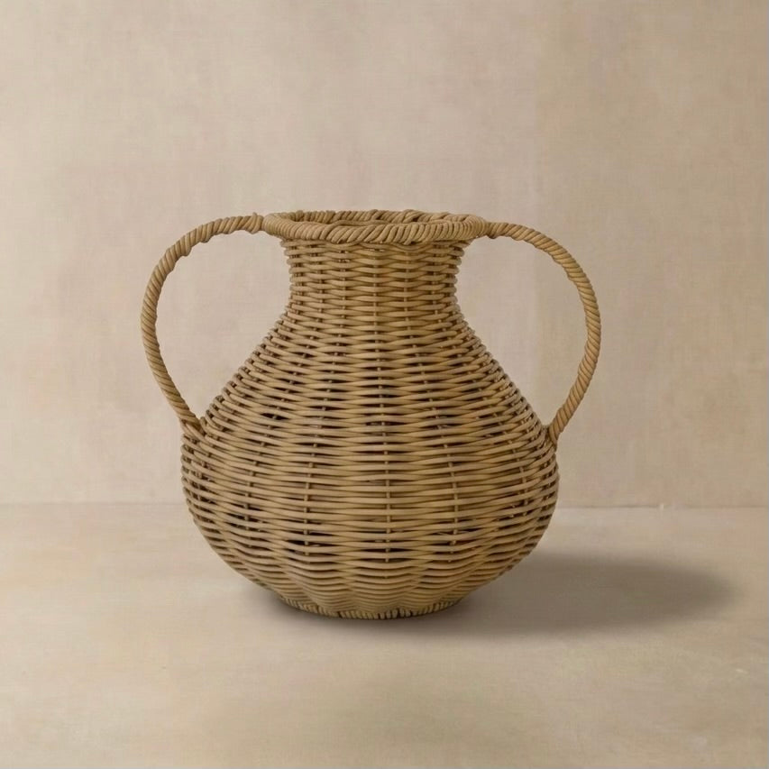 Small Handled Rattan Vase